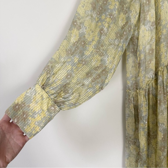 Zara METALLIC THREAD PRINTED DRESS-LIGHT YELLOW-7521/311 - Picture 8 of 16